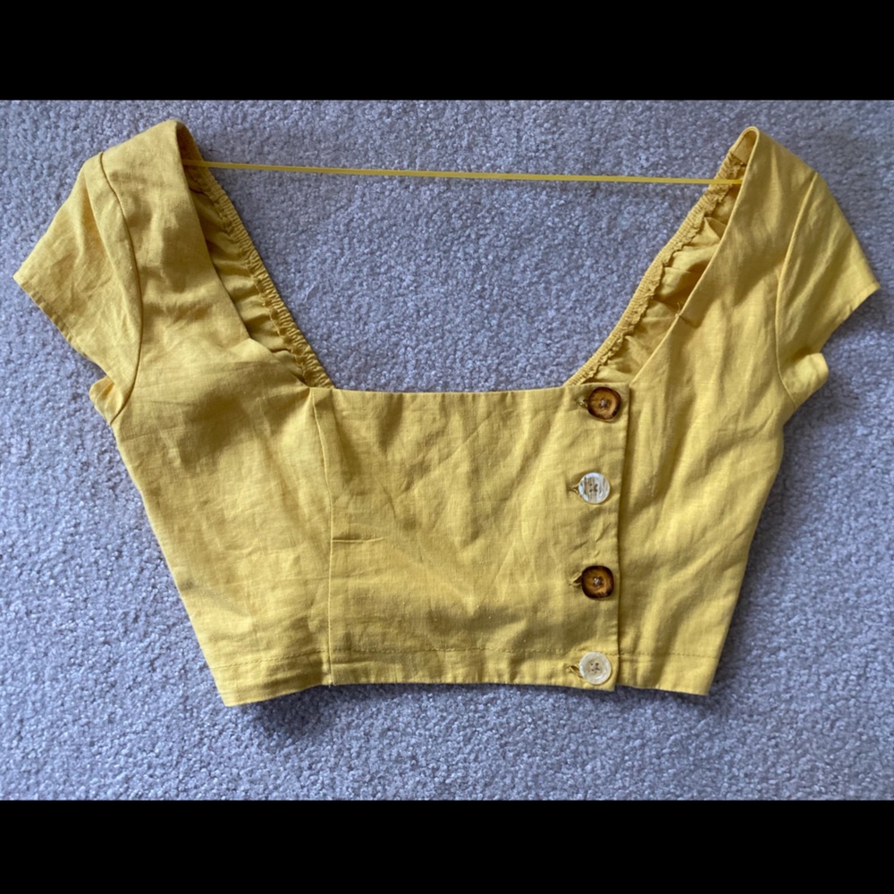 Yellow Off-The-Shoulder Crop Top from Urban Outfitters (never been worn)